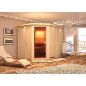 Karibu Sauna "Krimmler" SET naturbelassen mit 9kW Ofen