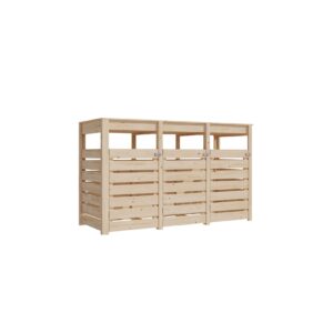 Karibu Mülltonnenunterstand für 3 Mülltonnen naturbelassen Mülltonnenbox Gartenbox 238x143x88 in cm (BxHxL)