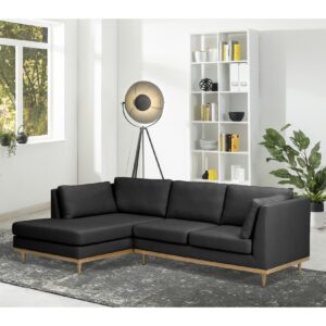 Max Winzer Larsen Ecksofa links mit Sofa 2-Sitzer rechts Flachgewebe graphit