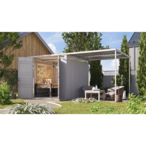 Karibu Metall Gartenhaus Superline 2 im Set mit Anbaudach 2