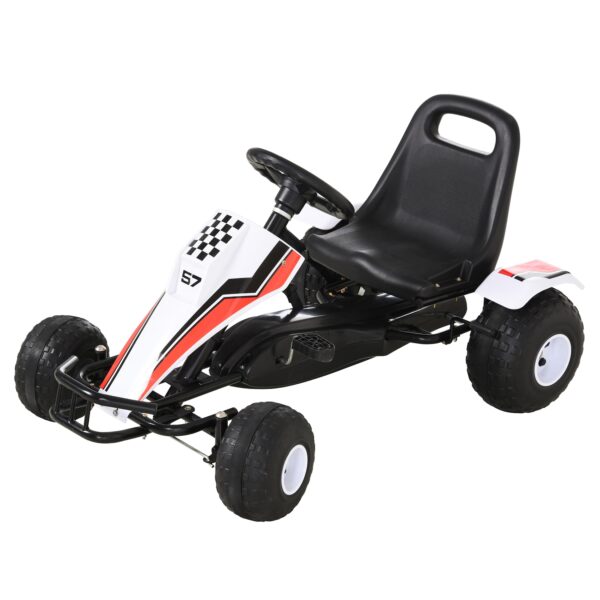 HOMCOM Kinder Go-Kart mit Handbremse weiß 104 x 66 x 57 cm (LxBxH)