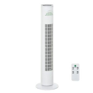 HOMCOM Turmventilator mit 3 Belüftungsstufen weiß 22 x 22 x 77 cm (BxTxH)