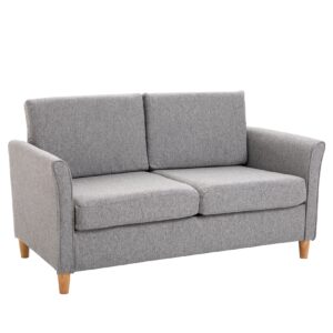 HOMCOM Doppelsofa mit abnehmbaren Kissen hellgrau 141 x 65 x 78 cm (BxTxH)