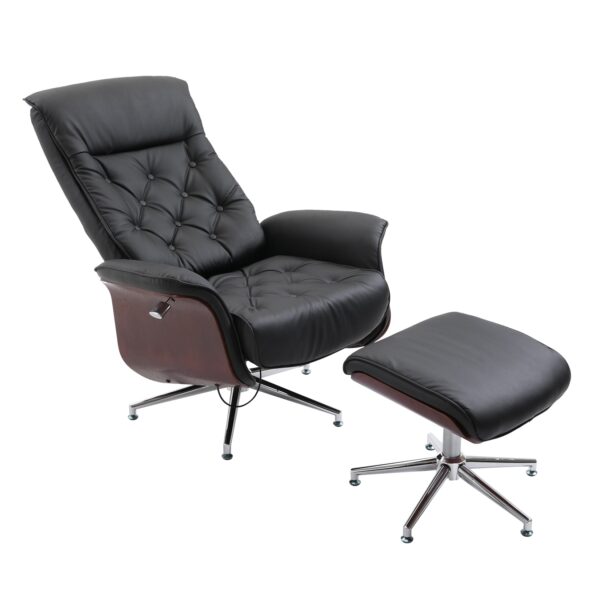 HOMCOM Chesterfield Sessel mit Hocker schwarz