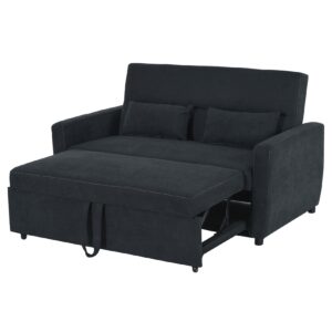 HOMCOM Schlafsofa als ausklappbarer 2-Sitzer dunkelgrau 148 x 82 x 89 cm (BxTxH)