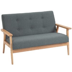 HOMCOM Doppelsofa mit Holzgestell grau 115B x 66