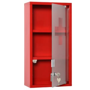 kleankin Medizinschrank rot 25 x 12 x 48 cm (BxTxH)