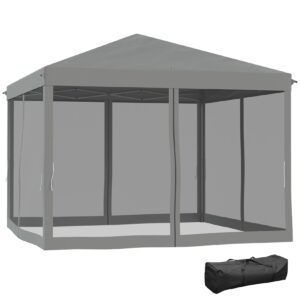 Outsunny Faltpavillon mit 4 abnehmbaren Seitenwände grau 295L x 295B x 260H cm