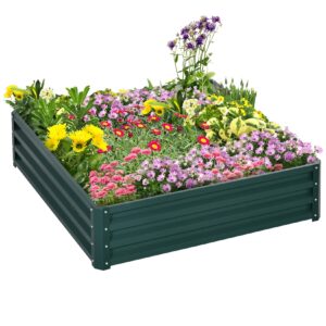 Outsunny Pflanzenbeet mit offenem Boden grün 120L x 120B x 30H cm