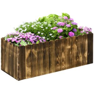 Outsunny Hochbeet mit Holzplatte braun 80L x 33B x 30H cm