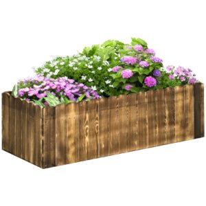 Outsunny Hochbeet mit Holzplatte braun 100L x 40B x 30H cm