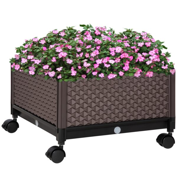 Outsunny Hochbeet mit Rädern braun 50L x 50B x 33H cm