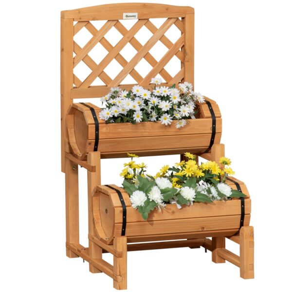 Outsunny Blumenkasten mit Rankgitter gelb 45L x 45B x 80H cm