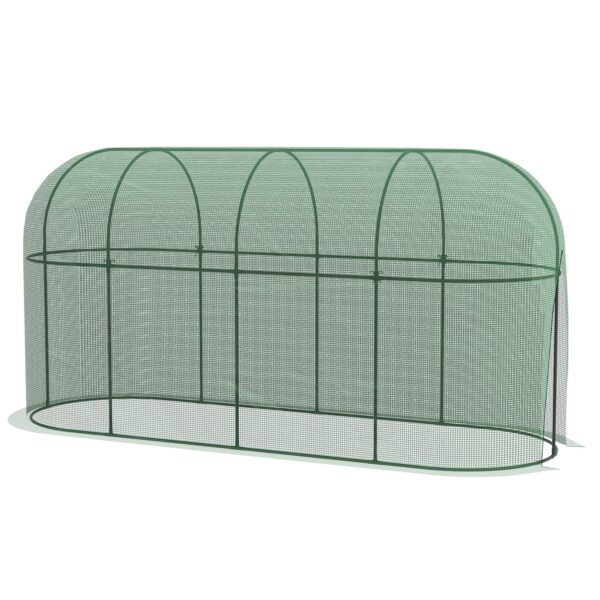 Outsunny Pflanzenschutznetz mit Gestell und Reisverschluss grün 300L x 100B x 150H cm