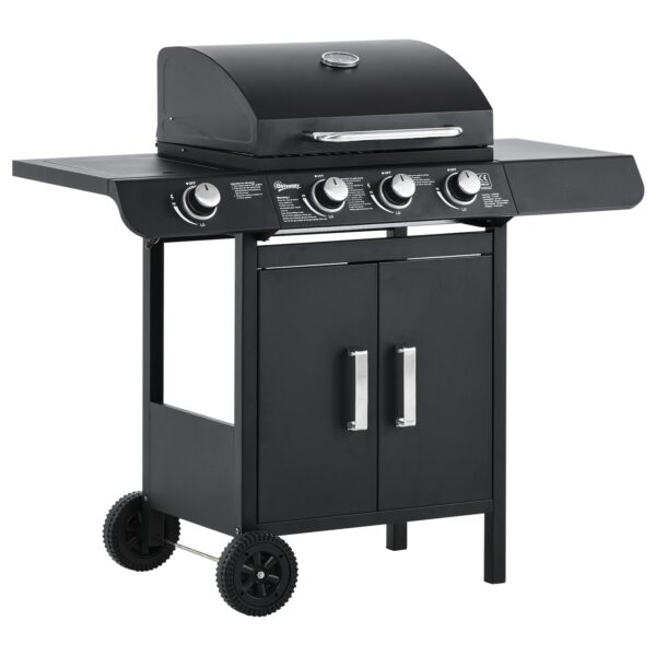 Outsunny Gasgrill mit Räder schwarz 110L x 50B x 100H cm