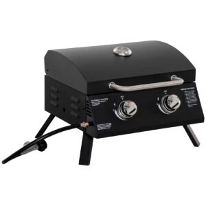 Outsunny Gasgrill mit 4 Füßen schwarz 55L x 46