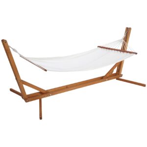 Outsunny Hängematte mit Gestell Cremeweiß 388L x 152B x 89Hcm