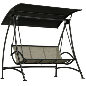 Outsunny Hollywoodschaukel mit verstellbarem Dach schwarz 190L x 133B x 177H cm