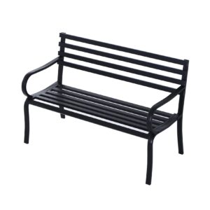 Outsunny Gartenbank für 2 Personen schwarz 127 x 62 x 82 cm (BxTxH)