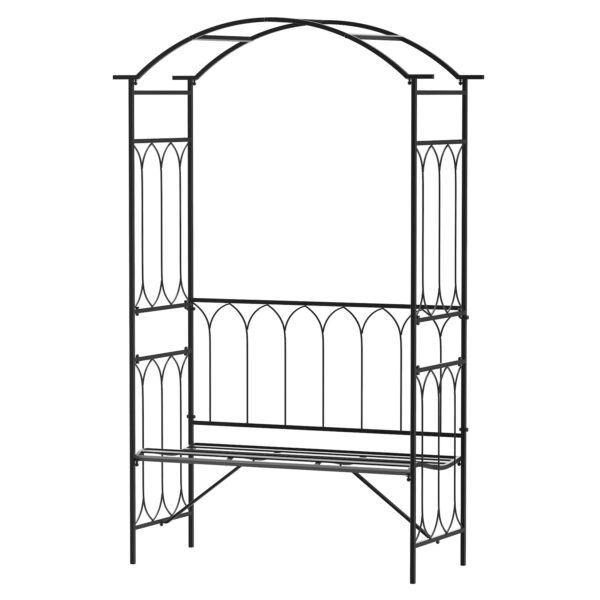 Outsunny Gartenbank mit Rosenbogen schwarz 115 x 50 x 203 cm (LxBxH)