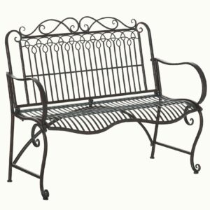 Outsunny Gartenbank mit Rücken- & Armlehnen silber 110L x 60B x 97H cm