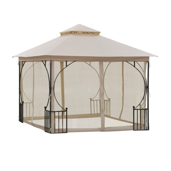 Outsunny Gartenpavillon mit Doppeldach beige