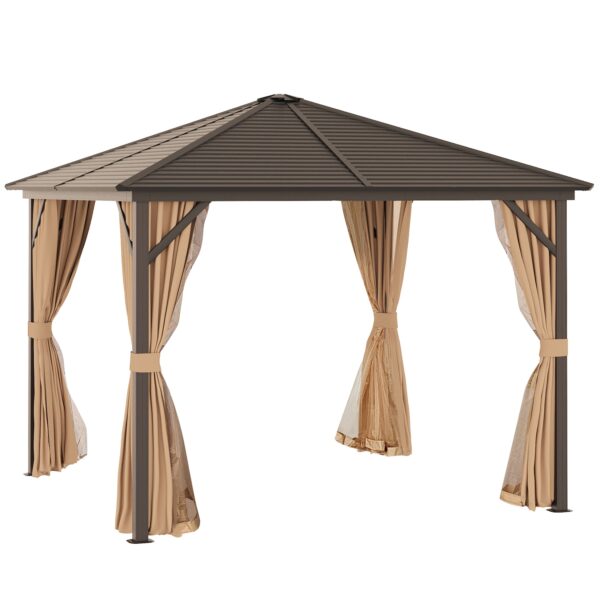 Outsunny Pavillon mit 2 Heringen braun 298L x 298B x 260H cm