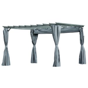 Outsunny Pergola mit abnehmbaren Vorhängen dunkelgrau 360 x 300 x 243 cm (L x B x H)