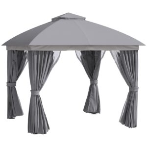 Outsunny Pavillon mit Doppeldach grau 295L x 295B x 285H cm