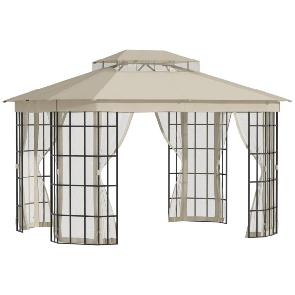 Outsunny Pavillon mit Doppeldach beige 365L x 300B x 265H cm