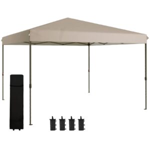 Outsunny Pavillon mit Transporttasche auf Rädern beige 360L x 360B x 305H cm