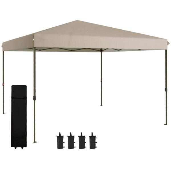 Outsunny Pavillon mit Transporttasche auf Rädern beige 360L x 360B x 305H cm