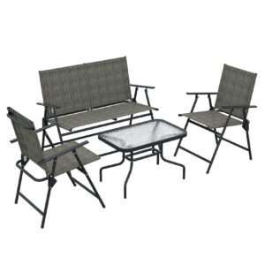 Outsunny Gartenmöbel-Set für 4 Personen braun 108L x 62B x 85H cm