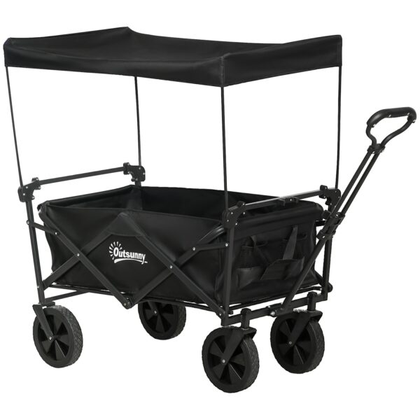 Outsunny Bollerwagen mit Sonnendach schwarz 97L x 52B x 105H cm