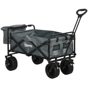 Outsunny Bollerwagen mit Kühltasche grau 113L x 57B x 77-100H cm