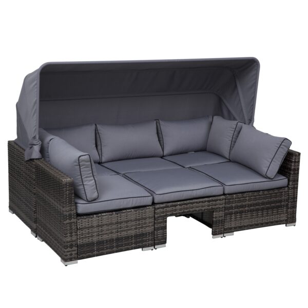 Outsunny Polyrattan Lounge-Set mit Sonnendach