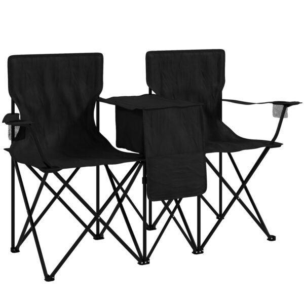 Outsunny Campingstuhl mit Getränkehalter schwarz 150L x 48B x 89H cm