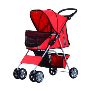 PawHut Hunde Stroller mit Gitternetz rot 75 x 45 x 97 cm (LxBxH)