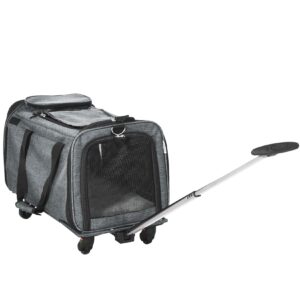 PawHut Haustiertrolley mit Teleskopgriff grau 50L x 31B x 37H cm