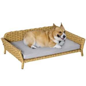 PawHut Rattan Hundesofa mit Rattan-Design natur 84B x 53T x 25H cm