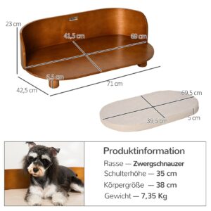 PawHut Hundebett mit Kissen natur 71L x 42