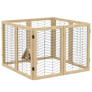 PawHut Hundetürgitter mit 8 Elementen natur 375L x 44B x 70H cm