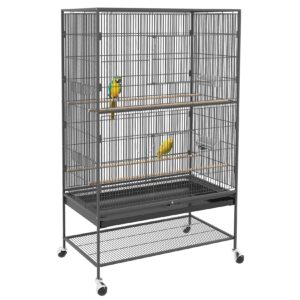 PawHut Vogelkäfig mit Rollen grau 94L x 57B x 153H cm