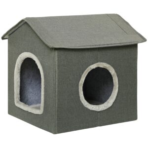 PawHut Katzenhaus mit weichem Kissen grau 39L x 43