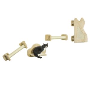 PawHut Katzen Kletterwand mit Plattformen beige 30L x 28B x 56H cm