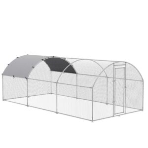 PawHut Kleintierstall mit Schatten Dach silber 280L x 570B x 197H cm