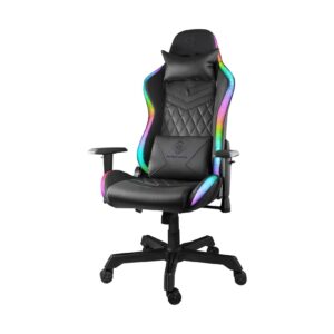 Deltaco Gaming Stuhl GAM-080 RGB Beleuchtung Kunstleder Nackenkissen