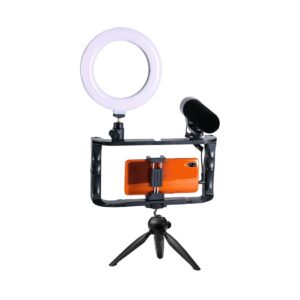 GadgetMonster Vlogging Kit Video Studio 6-Zoll LED-Stativ inkl. Halterung