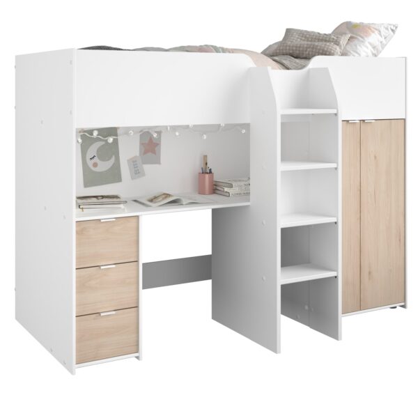 Hochbett Tom 1 Parisot 90*200 cm inkl Kleiderschrank + Schreibtisch + Lattenrostplatte