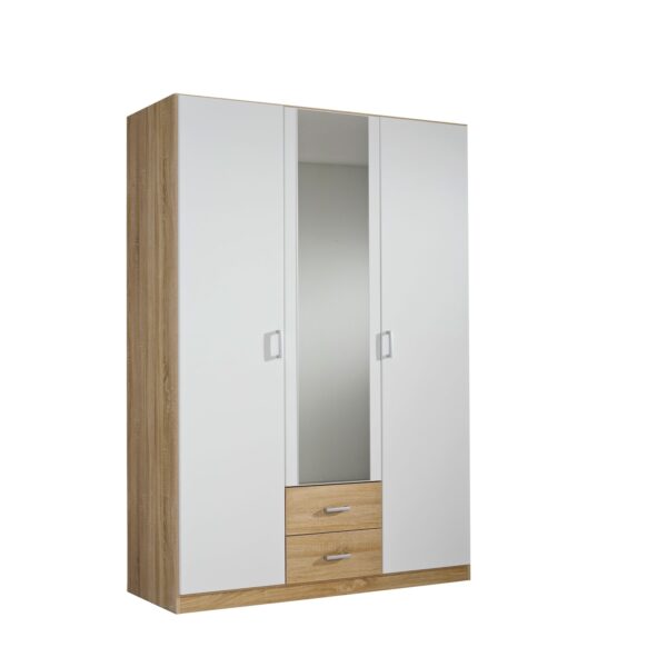 Kleiderschrank Acun grau 3 Türen B 136 cm